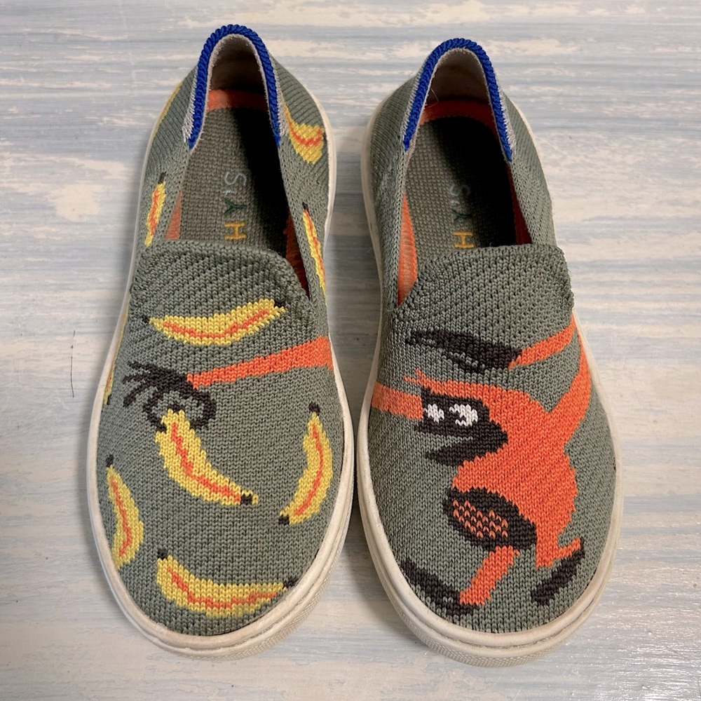 ROTHYS Snack Attack monkey & Banana slip on casual sneaker shoe size 10